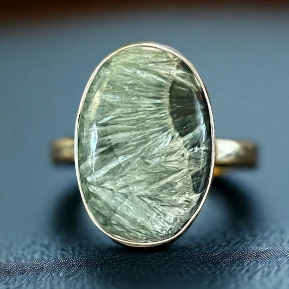 Rare Feathery Seraphinite Sterling Silver Ring (10)
